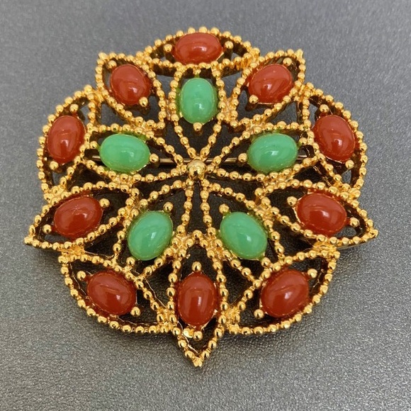 Stunning Vintage Sarah Coventry Acapulco Brooch - Gold Plated - Signed - - Picture 2 of 5